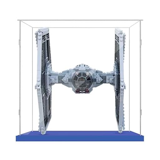 AAABOX Vitrina Expositora 20x20x20 con Base Azul,Caja Exhibición Acrílico Transparente para Minecraft 21265 Star Wars Caza Tie Imperial 75300 76247 31133 40613 Figuras | Ya disponible en tu tienda friki favorita! En mundofriki.es!