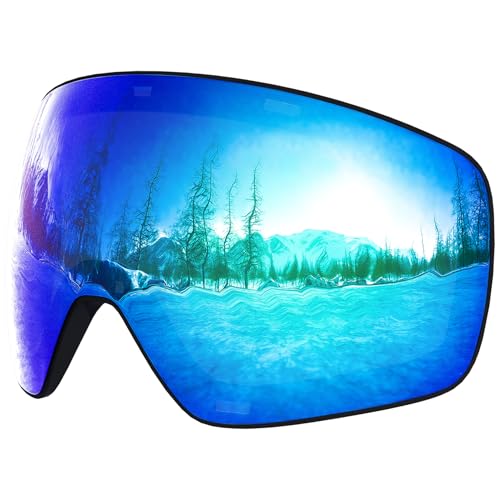 Dizokizo Replacement Ski Goggles Lens Magnetic Spherical Snow Goggles Lens for Snowboarding Skiing Blue…