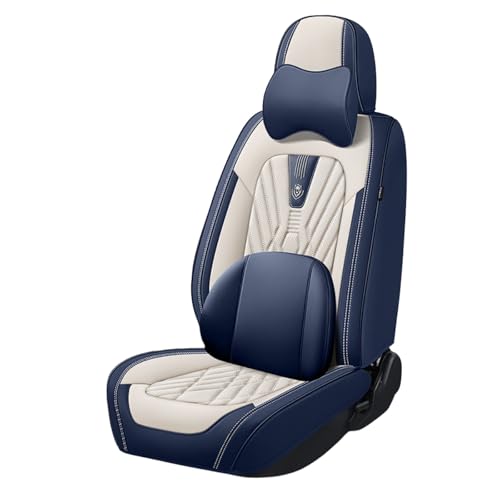 トヨタ アクア 10系Aqua NHP10 NHP10Hに適用車シートカバー座布団 防水 全天候型汚れ防止 取付簡単 滑り止め 収納便利クッションプロテクター前後席背もたれ耐摩耗性通気ナッパレザー素材(青ベージュ)
