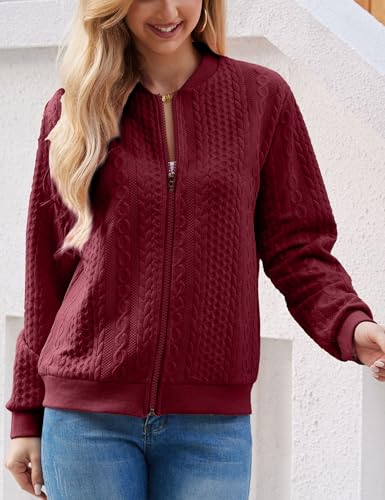 Image of WROLEM Zip Up Sweatshirts for Women Casual Outfits Cardigan Outerwear Trendy Winter Jackets Coat