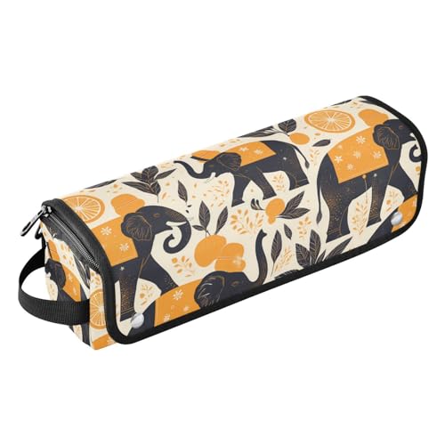 Bolsa de viaje para herramientas de cabello Black Elephants con tapete resistente al calor removible y organizador para planchas, alisadores y rizadores
