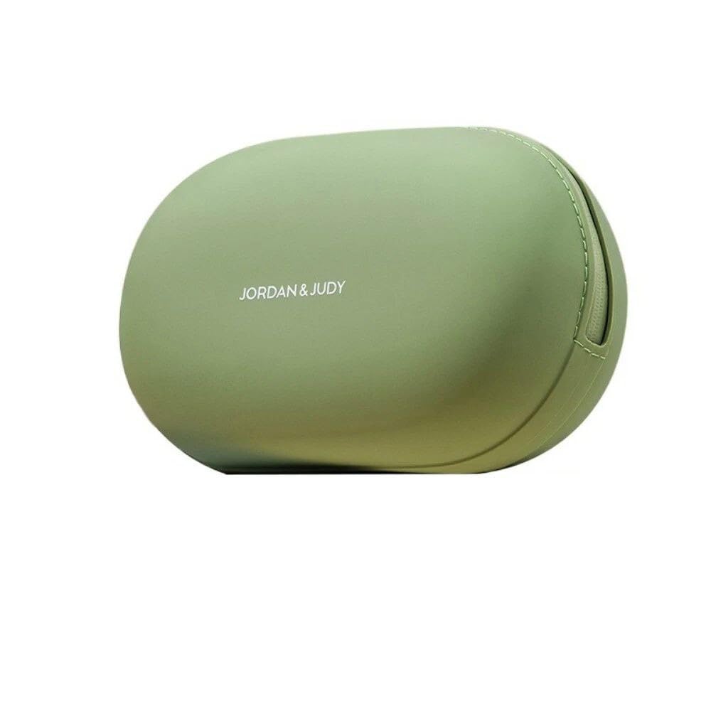 JAMBUVANTI 1Pack, Silicone Travel Cosmetic Bag, Makeup Storage Bag with Zipper Closure, Portable Cosmetic Orgeniser Pouch for Gym Business Trip Vacation Camping. (Pista)