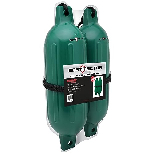 Image of Extreme Max 3006.7456 BoatTector Fender Value 2-Pack, 6 inch x 22 inch - Forest Green