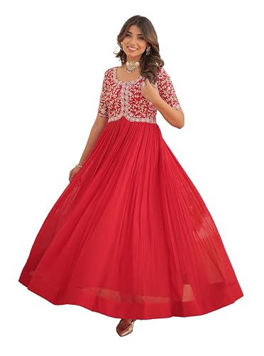 Image of Fashion Basket Georgette Embroidered Anarkali Gown for Women