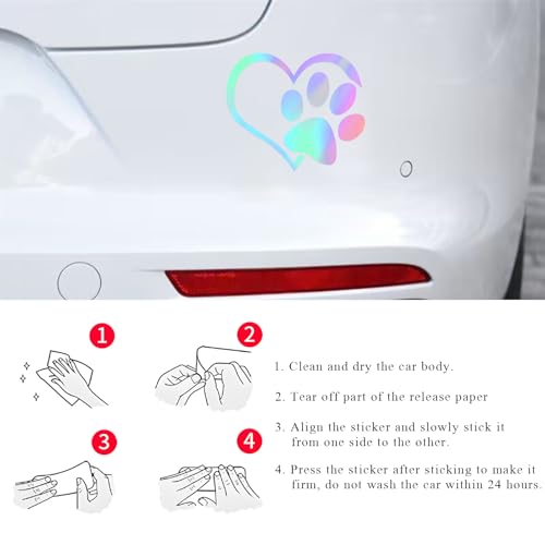Image of DXNQ Pet Dog Paw Puppy Love Heart Vinyl Decal, 4.6 inch x 3.7 inch Heart with Dog Paw Print Reflective Bumper Stickers, Cute Waterproof Puppy Footprint Heart Decal for Window Laptop Wall (Colorful)