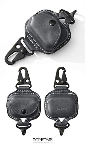 Tophome Airpods Pro Case Leather, Premium Genuine Leather Cover For Airpods Pro Case With Fine Metal Carabiner/Earbuds Accessories (Grey) #TOP1