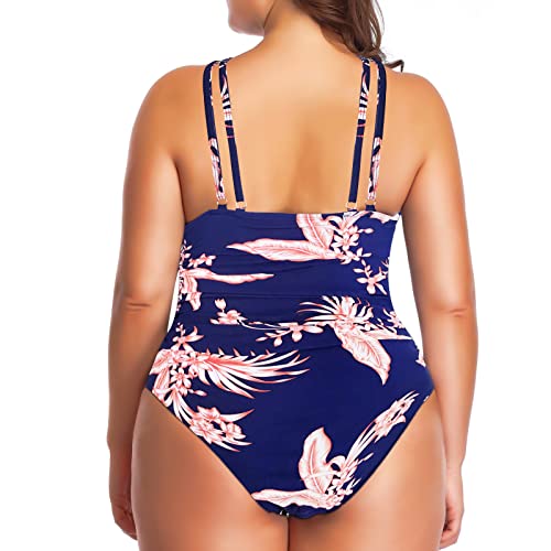 W You Di An Women's Swimsuits Plus Size One Piece Tummy Control Ruched Full Lined Swimsuit Front Cross Backless Bathing Suit #TOP5