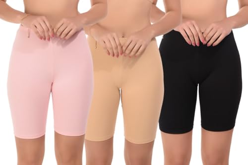 Image of Women Stretchable Knee Length Cycling Shorts Gym Shorts Sports Shorts Running Tights, Shorts for Dresses Yoga Running Exercise Shorts