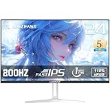 Amzfast 24インチ ゲーミングモニター白 200Hz/1ms MPRT/Fast IPS/FHD/HDR/Adaptive Sync/目に優しい/HDMI+DP搭載/75x75VESA/5年保証/AMZG24X1W（ホワイト）