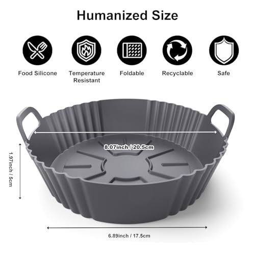 Image of Round Silicone Air Fryer Liners 3 Pack 4-5.3QT for Ninja AF101 /161