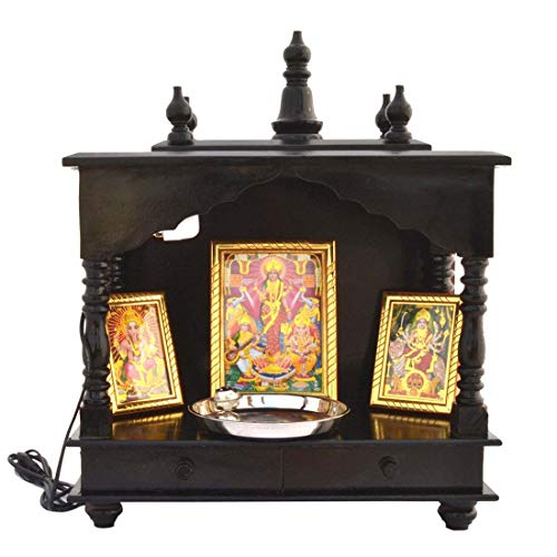 Aakrati Devyom Indian Export Handpainted Wooden Home Temple with Doors,