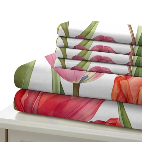 Housse de couette fleurs de tulipe 3D microfibre ultra douce de qualité supérieure - 7