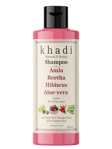 Image of Khadi Amla Reetha Hibiscus Aloe Vera Anti Hair Fall & Damage Repair Shampoo | Khadi Herbal Shampoo for Women & Men | Sulfate, SLS & Paraben Free 120 ml