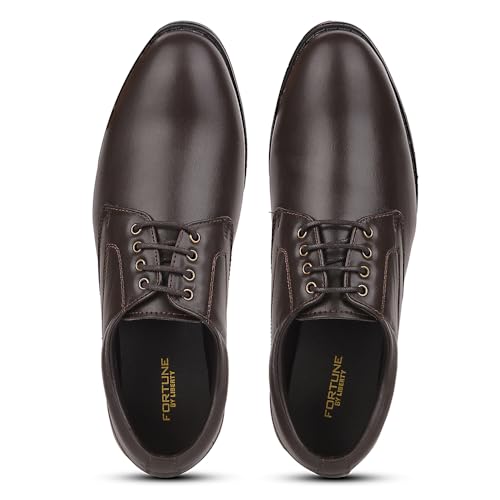 Image of Liberty Fortune Majestic 1 Formal Lacing Derby Shoes for Men with EVA Sole | Suitable for Wedding and Office Wear | Durable Lightweight and Cushioned Footbed | Shock Absorption