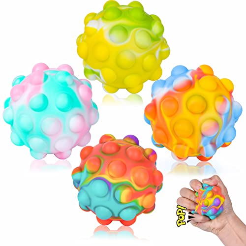 HereneerBalles Anti-Stress, Fidget Toys Silicone Bubble, Jouet Pop Bubble Sensory pour Enfant Adulte, Jouets Sensoriels à Presser, Jouets Anti-Stress Jouet Amusant Cadeau (4pcs) Cover