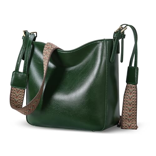 Iswee Leather Purses for Women Designer Crossbody Bags Zippered Multi-Pocket Shoulder Handbags with Adjustable Wide Strap