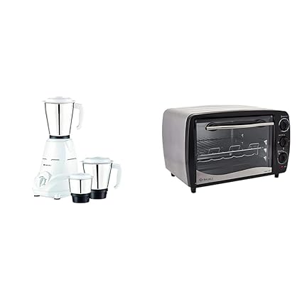 Bajaj Rex Mixer Grinder, 500W, 3 Jars (White) & Bajaj Majesty 1603 TSS 1200-Watt Oven Toaster Grill