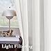 H.VERSAILTEX White Linen Curtains 96 inches Long Natural Linen Blended Semi-Sheer Curtains with Nickel Grommet for Living Room, Privacy Assured (52 by 96 Inch, Set of 2, White)