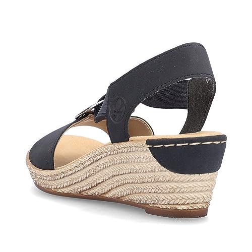 Image of Rieker 624H6 Fanni Women's Wedge Sandals - Lightweight, Comfortable and Supportive - Slip On Sandals with Cushioned Insole and High Wedge for Everyday Stylish Wear