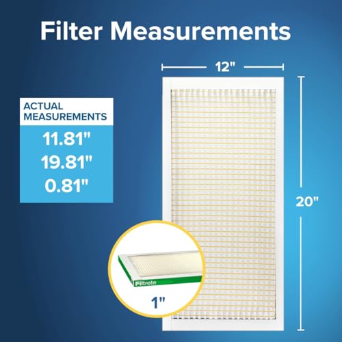 Image of Filtrete 12x20x1 AC Furnace Air Filter, MPR 700, MERV 8, Tough on Pollen, Easy on Airflow, 3-Month Pleated 1-Inch Electrostatic Air Cleaning Filter, 6-Pack (Actual Size 11.81 x 19.81 x 0.81 in)