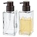mDesign Juego de 2 dispensadores de jabón rellenables – Dosificadores de jabón cuadrados de cristal y plástico – Ideal dosificador de baño o cocina con 414 ml de capacidad – transparente/color bronce