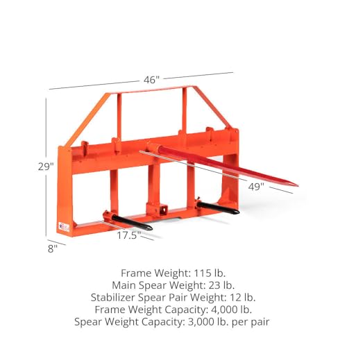 image for Titan Attachments UA USA Made Orange Hay Frame Attachment, 49