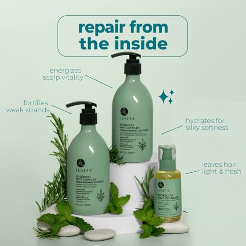 Image of Luseta Rosemary Mint Hair Care Set for Thin Hair, Strengthening，Refreshing | Complete Hair Care Routine, Shampoo & Conditioner (16.9ozx2), Hair Oil (3.38oz), Frizz Control, Smooth Shine, Sulfate Free