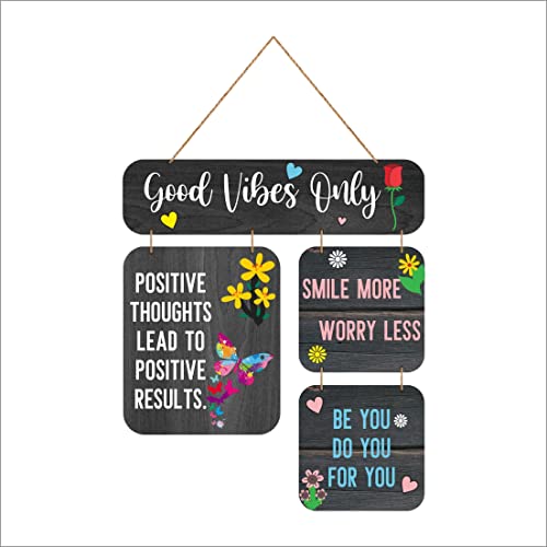 Image of Zesta Good Vibes Only Wooden Wall Hanging Decorative Items /Hanging Home Wall Decor Items /MDF Decoration Items /Cute Wall Art For Living Room /Home Decor Items Living Room