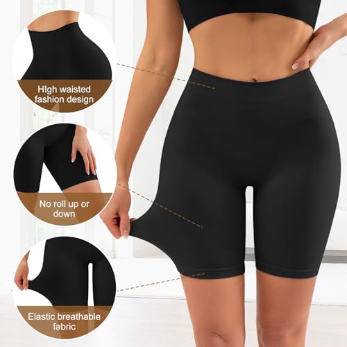 Image of YADIFEN Slip Shorts for Under Dresses Women Seamless Anti Chafing Underwear Shaping Boyshort Smooth Thigh Biker Short Panties