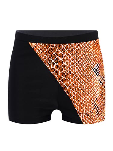 YEAHDOR Kids Girls Stretch Snakeskin Print Dance Shorts High Waist Gymnastics Ballet Yoga Shorts Dancewear