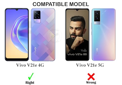 Image of Jkobi Back Cover for Vivo V21e 4G (Silicone Clear Shockproof Case with Camera Protection and Dust Plugs | Transparent)