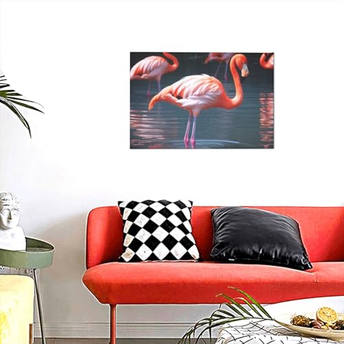 Impression sur toile flamant rose YoupO - Toile décorative tendance salon et chambre 45x30 cm