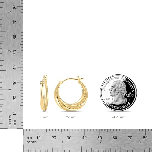 14K Gold Hoop Earrings for Women, Gold Earrings Hoops, Gold Vermeil Earrings Women Trendy Jewelry, 14K Gold Plated 925 Sterling Silver, 22mm2