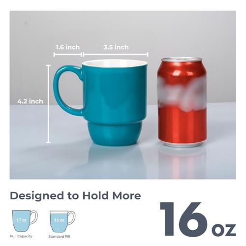 Set de 4 tazas apilables de porcelana 16 oz miniatura 3