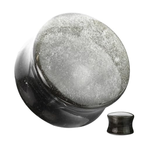 Silver Obsidian Natural Stone Convex Double Flared Plug