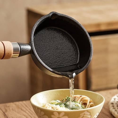 Petites casseroles en fonte noire avec poignée bois x2