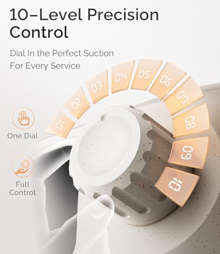 Image of L'UGX Rechargeable Nail Dust Collector Profesional - Compact Dust Collector Nail Tech with Strong Suction, 10-Speed Turbo Fan, LED Display Nail Dust Cleaner for Home & Salon Use - Stardust Beige