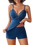 Avidlove Womens Pajama Sets 2 Piece Sleepwear Lace Pajamas Cami PJS Set for Women Blue Green