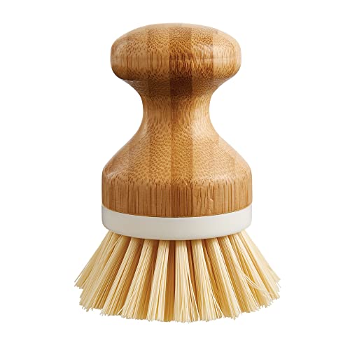 Image of HIC Kitchen Vegetable Scrubber Dishwashing Brush, Bamboo with Non-Scratch Bristles