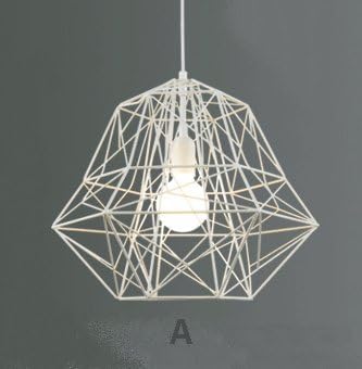 akldigital retro industrial style diamond shape Bird's nest lamp modern simple rural restaurant bar counter iron cage chandelier pendant lighting ceiling hanging light, white A