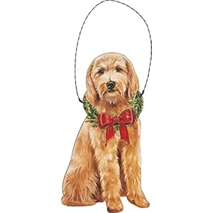 Primitives by Kathy Christmas Goldendoodle Hanging Ornament