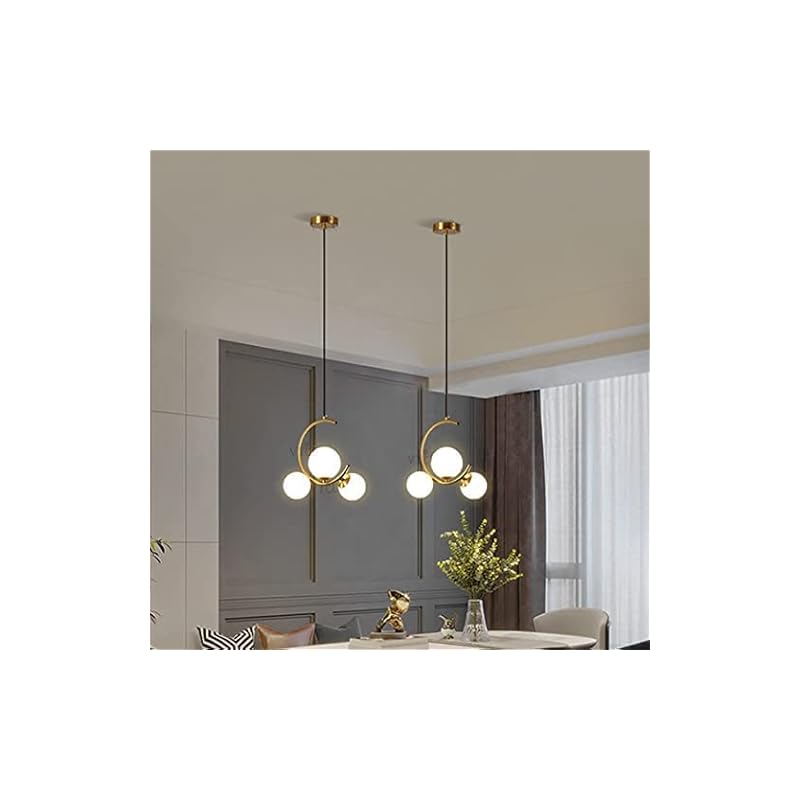 Desidiya® 3-Light Globe Chandelier Hanging Light Gold Modern Ceiling Pendant Lamp with White Glass Adjustable Cord Ceiling Light for Bedroom Living Dining Room (Bulb not Included - Pack of 1) - Image 3