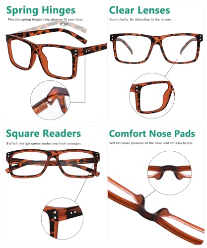 Image of Eyekepper 0.25 Reading Glasses Men, Readers for Women, 5 Pack Tortoise | Stylish Mens Womens Cheaters,Large Fashion Reader Eyeglasses,All-Day Comfort Spring Hinges,Scratch Resistant for Work /Crafts