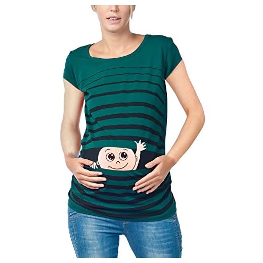 M.M.C. Ciao Ciao - Premaman Abbigliamento Donna Magliette Premaman T-Shirt Divertente Gravidanza - Maniche Corte maternità (Verde Scuro, Large)