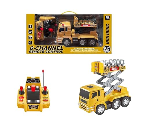 Image of Crackles Remote Control Big Stairlift Truck for Kids - Realistic RC Construction Vehicle with Functioning Lift, Lights, Sound Effects & USB Rechargeable Battery - for Boys & Girls Ages 8+