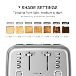 Toaster 4 Slice, Dual Independent Controls, Extra Wide Slot Toasters for Bagel, Bread, Waffles, 7 Shade Settings, 4 Main Functions, Removable Crumb Tray, 1500 Watts, Brushed Stainless Steel - Image 4