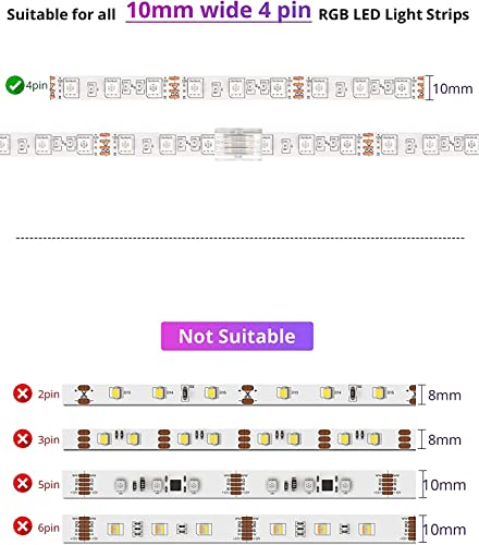 GTIWUNG 4 Pin Solderless LED Strip to Strip Connector Kit,Includes 5 Meters Extension Cable,4 Pin LED Strip Light Connectors,Gapless Connector - Image 4