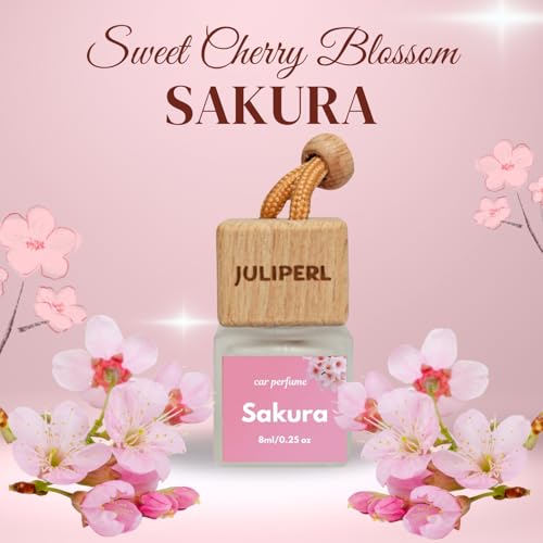 Image of Car Air Freshener 2 Pack - Vanilla Cotton & Sakura Cherry Blossom | Long-Lasting Natural Car Diffuser | Natural Scents | Automotive Odor Eliminator by JULIPERL