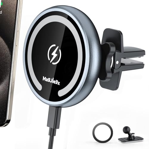 Magjieyx for Magsafe Car Mount Wireless Charger Magnetic Fast Charging Compatible with iPhone...