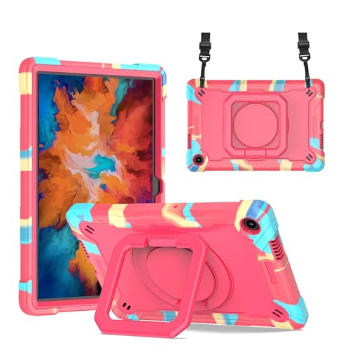 �^�u���b�g�P�[�X�J�o�[ Lenovo Tab 10.1 (TB-311XU) /K10C TB311FU 2025 �^�u���b�g�Ή��P�[�X�A�ϏՌ��P�[�X�A���ȗ����h�~�ی�J�o�[�APC & �Ռ��z���V���R���f�ށA�܂肽���݃X�^���h(Rose red)